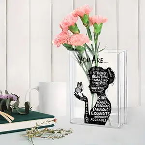 Transparent Book Shaped Acrylic Vase, Decorative Flower Vase, Clear Acrylic Vase, Ideal for Home & Festival Decoration, A Birthday/ Holiday Gift for Book Lovers, Featuring a Woman Silhouette Inspired Design, Adds Elegance to Any Space, Home Decor Piece