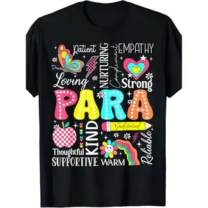 First Day Back to School Paraprofessional Paraeducator TShirt for Educator Appreciation Casual Unisex Cotton Top Motivational Teacher Supportive Durable Graphic Clothing