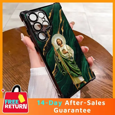 Creative Jesus Pattern Electroplated Smartphone Casing - 4-Corner Protection, 360° Coverage Shields Camera Corner Accessory for Samsung Galaxy S22 S23 S24 S25 FE Ultra Plus Cellphone Cover (274)