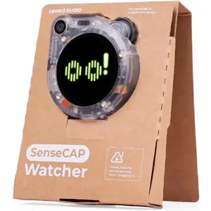 SenseCAP Watcher W1-A AI-agent with transparent case, ESP32S3 processor, camera, microphone, speaker, voice control, and local LLM integration