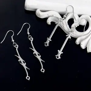 Iron Ribbon Earrings Hip Hop Punk Gothic Barbed For Ladies Wire Earring Party Jewelry Gifts