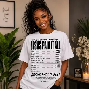 ️ Jesus Paid It All Screen Print Transfer | Faith-Based Christian Design