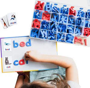 Classic Foam Magnetic Letters Kit 284 Pcs with CVC Cards Red Vowels Blue Consonants ABC Board Magnets for Kids Learning Materials