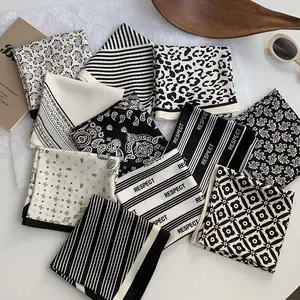 Black and white triangle scarf silk scarf scarf shawl scarf headscarf belt scarf strap