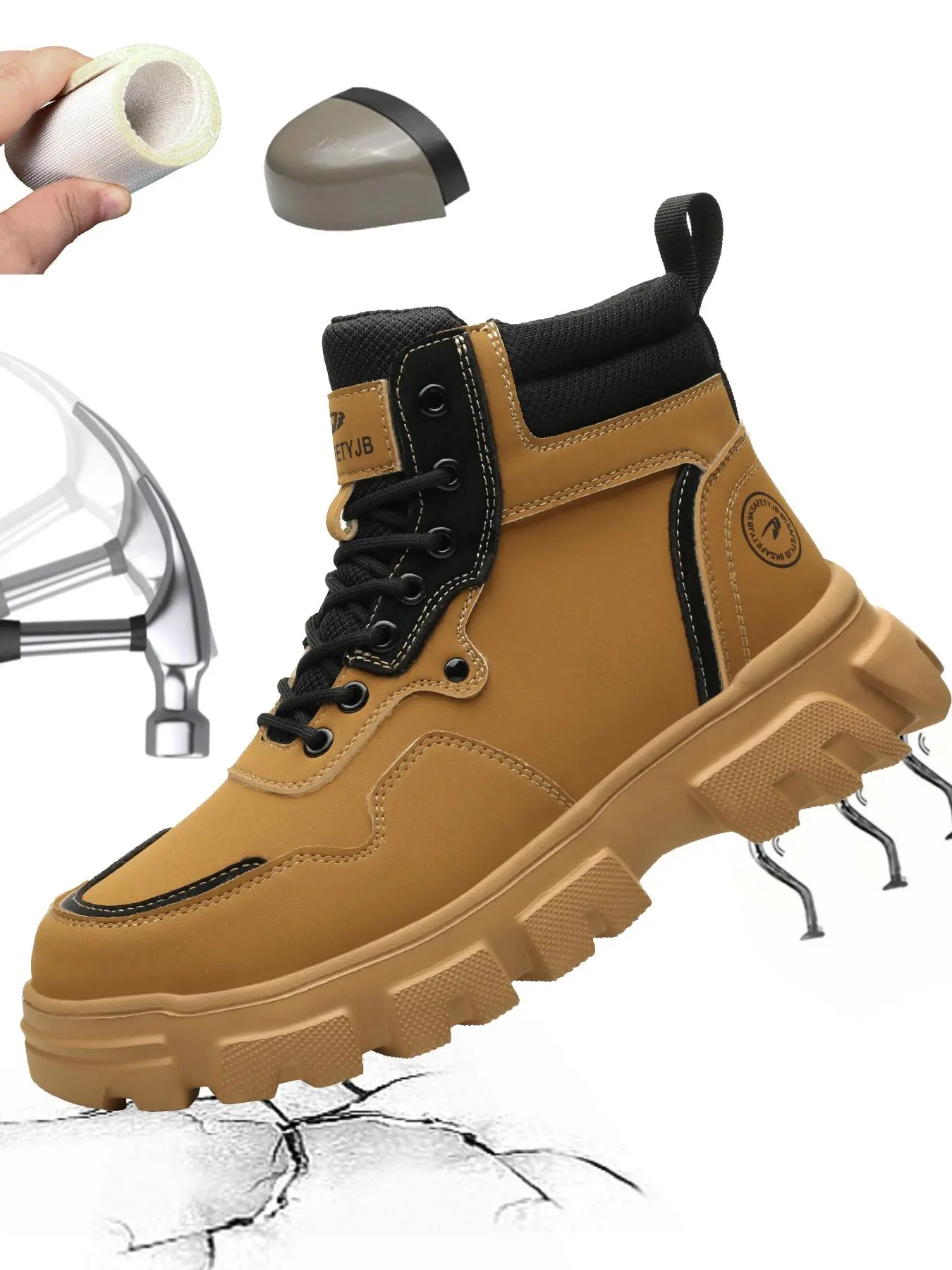Men's Waterproof Durable Lightweight Steel Toe Work Shoes, Casual Comfortable Breathable Anti-slip Safety Shoes, Fashionable Industrial Shoes for Construction & Outdoor Work, Work Safety Footwear, Nonslip Work Shoes
