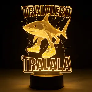 Walking Shark Meme 3D Illusion Lamp | "Tralalalero" | Remote & Touch Control | Fun Bedroom Decor & Gift,Sneaker-Wearing Shark 3D Night Light | Dimmable | Perfect Gift for Meme Fans & Teens