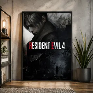 Resident Evil 4 Poster |   Leon & Ashley Survival Horror Wall Art for Gamer Room & Fan Decor