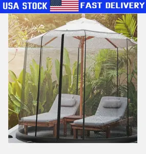 Outdoor Black Umbrella Screen Bug Protector Fits 10 or 11 Feet Umbrellas
