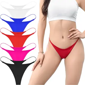 Women Solid Thong Bikini Cheeky G String Panties Fit Minimalist Bridal Basic Womenswear