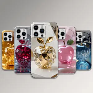 Multicolor Super cool gold-plated crystal fruit iPhone/Galaxy electroplated glass phone case, trendy, gift, fashionable, recommended, good stuff---975