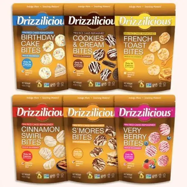 Drizzilicious Mini Rice Crackers – A healthy, low-calorie, gluten-free snack – Single pack, 1 bag (4oz)