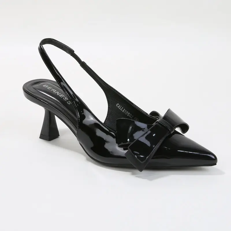 Calliope 2 Patent Slingback Kitten Heels with Bow Detail