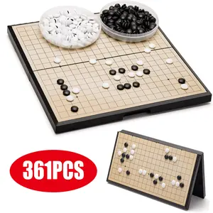 11 Inches Magnetic Go Game Set 19x19, Travel Foldable Board Game with Magnetic Plastic Stones, Go Game Rules for Beginners and Adults Weiqi, Strategy Board Games