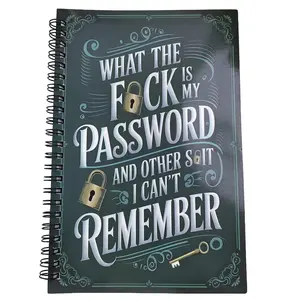 Spiral Password Notebook Journal, What the F*ck Is My Password Book, Funny Memory Aid Organizer for Internet Account, Login Info Storage, Blue & Green Cute Notebook for Daily Use