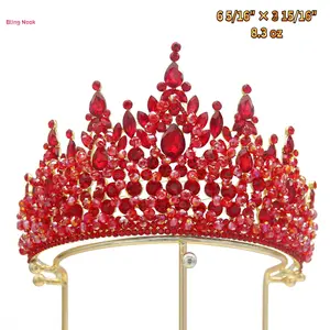 New Elegant Red Crystal Bridal Tiara Crown Diadem for Birthday Party Engagement Wedding Anniversary Quinceanera Formal Occasions Hair Accessories Headpieces Head Jewelry