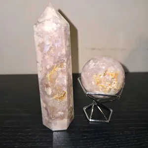 Flower Agate Bundle- Tower and Sphere