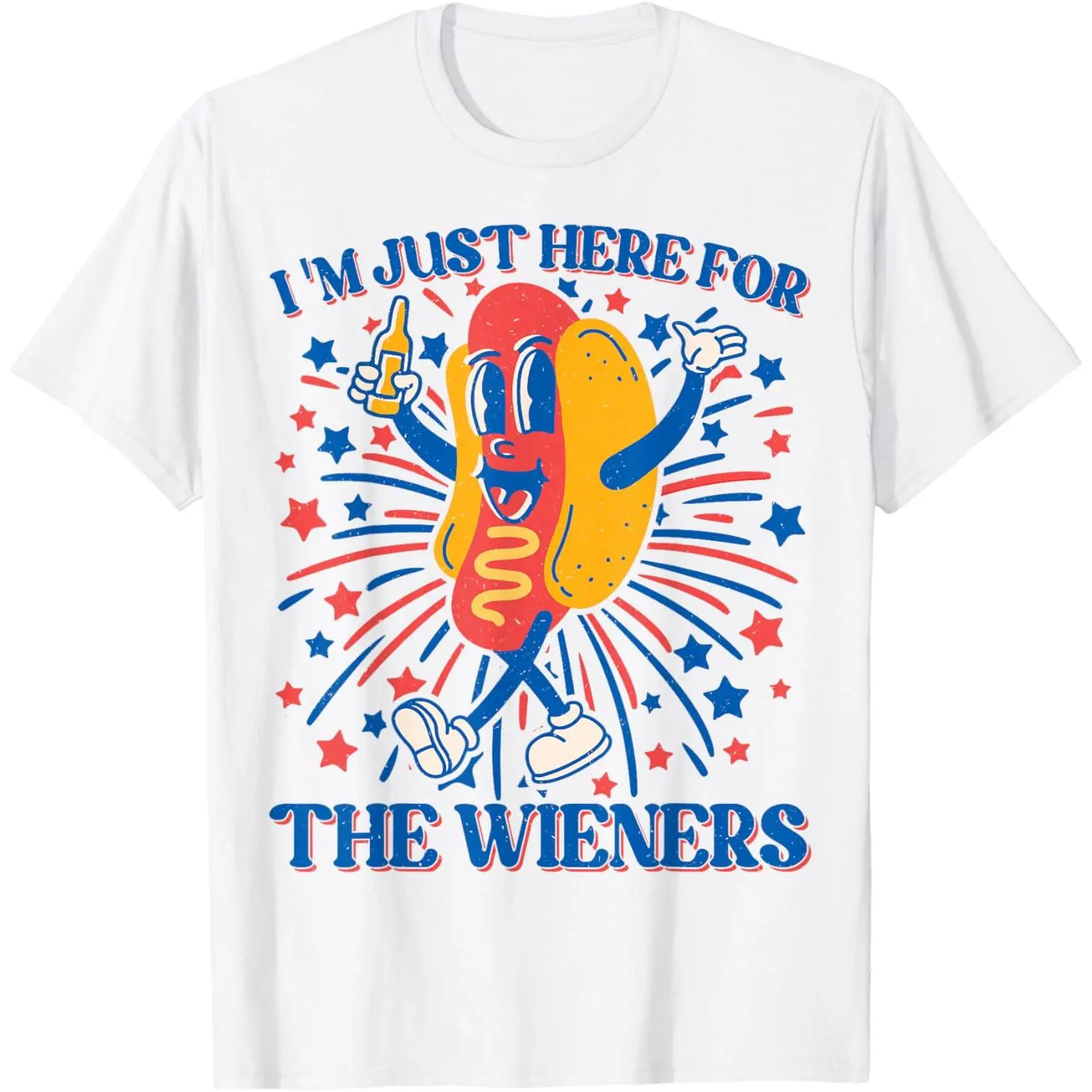 Men's Funny Wieners Graphic Crew Neck T-Shirt - Soft Cotton Blend Short-Sleeve, Chic Holiday Tops, Breathable Streetwear Graphic Top for Casual Parties