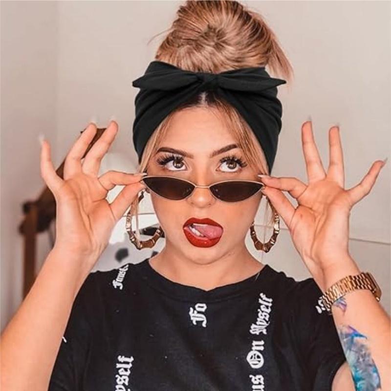 6 Packs Bow Headbands for Women, Wide Head Bands for Women's Hair Non Slip Soft Elastic Hair Bands Headband, African Thick Workout Gym Turban Bandanas Head Wraps Hair Accessories