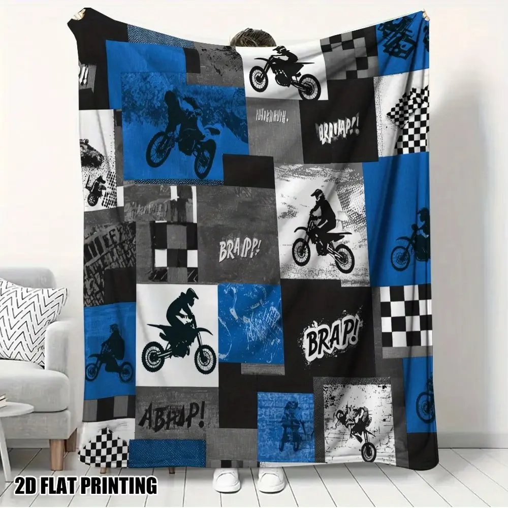1pc Dirt Bike-Themed Cozy Soft Flannel Blanket Suitable for Naps, Car Rides & Dirt Bike Decor - Dirt Bike, Warm Bedspread for s &, Portable for Bed or Sofa Use