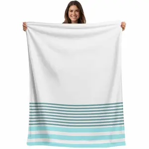 Blue Striped Flannel Fleece Throw Blanket for Couch Chair Sofa Bed, Lightweight Soft Blanket for Women Men, Modern Farmhouse Stripes Warm Cozy Blankets for All Season