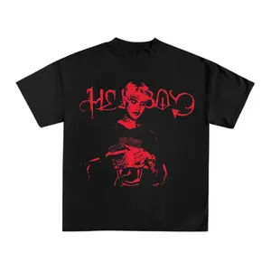 Salute T-shirt, bold red pattern design, perfect for music fans and streetwear enthusiasts, comfortable black T-shirt suitable for daily wearRAIMENTRY
