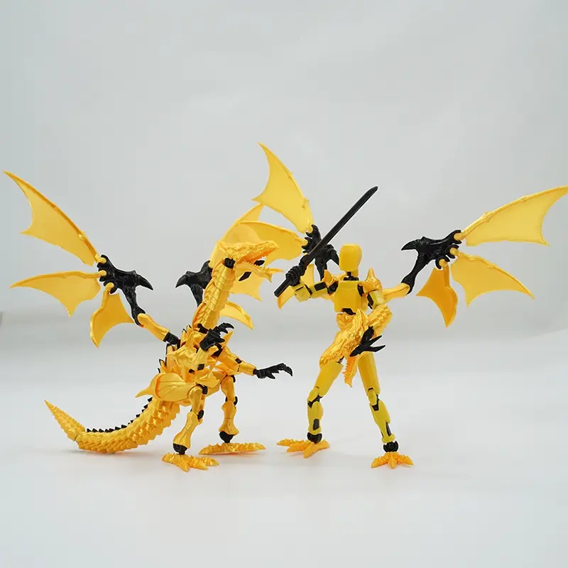 New Dragon Man + Dragon Set Anime Action Figurines for Collectors Set, Handmade Assembled, Jointed Dragon with Scaled Armor and Claws, 3D Printed Collectible