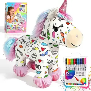 DIY Unicorn Painting Plush Art Kit - Repeatable Color & Wash Stuffed Toy | Fine Motor Skills Educational Activity, Screen-Free Family Time Toy Set for Toddlers