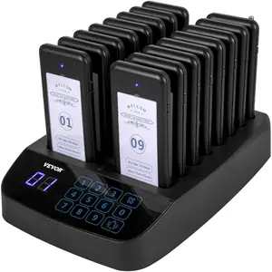 VEVOR F101 Restaurant Pager System 16 Pagers, Max 98 Beepers Wireless Calling System, Touch Keyboard with Vibration, Flashing and Buzzer for Church, Nurse, Hospital HotelVEVOR Super Brand Day