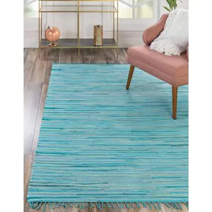 Light Blue Chindi Cotton Rug