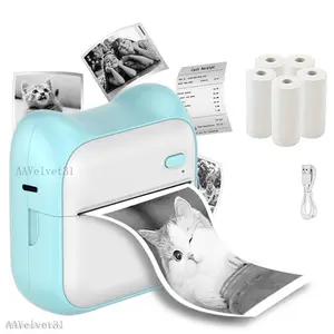 Portable Mini Photo Printer, 1 Set Wireless Photo Printer with Print Paper, Rechargeable Photo Printer for Office Stationery & SuppliesFFApexActive6AAVelvet31