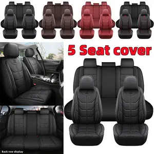 Leather Automotive Seat Cover - PU Leather - Scratch-Resistant, Water-Resistant, Stain-Resistant, Easy to Clean - Full Vehicle Five-Seat, Fully Wrapped Muscle Seat Cover