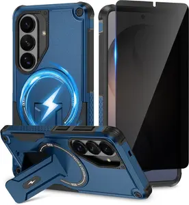 for Samsung Galaxy S26 Case with Privacy Tempered Glass Screen Protector , Compatible with MagSafe, Invisible Kickstand, Shockproof Phone Cover, Blue