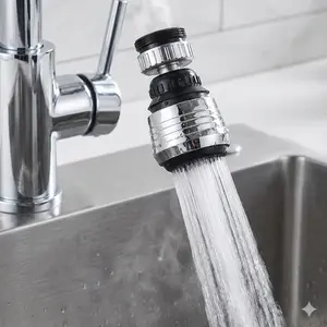 Adjustable Shower Extension Arm with Water-Saving Anti-Splash Aerator Kit, Multi-Mode Detachable Spray Nozzle, Stainless Steel Faucet Filter for Sink and Bathroom, Easy Install Anti-Clogging Flow Booster