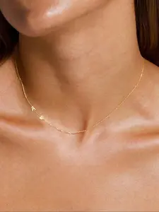 Letter & Heart Design Clavicle Chain Necklace, Initial Letter Necklace, Love Heart Necklace, Minimalist Chain, Women's Choker Necklace, Clean Girl Jewelry, Elegant Jewelry for Party, Daily Decor, Perfect for Gift