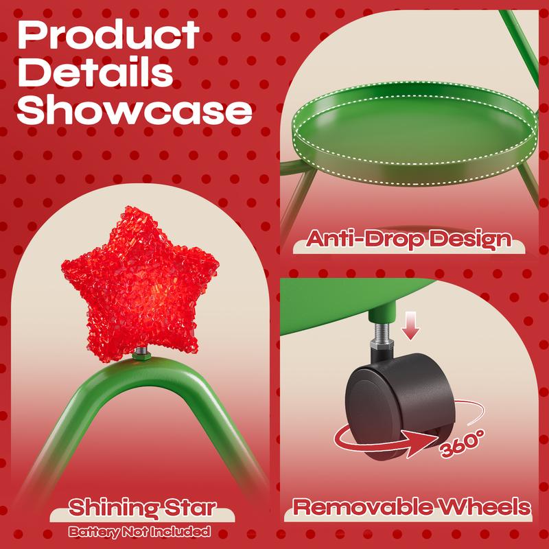 【New Year New Me】Pinmoco Christmas Tree Snack Shelf Cart, Halloween & Christmas Decorations Cupcake Tray Holiday Festival Wedding Bar Party Supplies, 3-Tier Rolling Stand for Festive Decor & Food Display