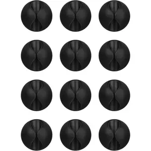 Cord Holder Cable Holder, 12PCS Black Adhesive Cable Clips Cord Organizer Charger Holder Wire Management Keeper for Nightstand, Office, Desk or Mouse