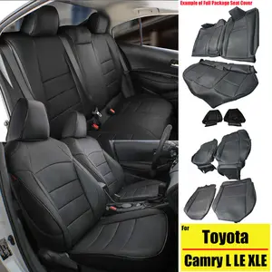 Fuax Leather Full Coverage Front & Rear Full Set All inclusive Customed Car Replacement Cushions Automotive Interior Vehicle Black 5- Seat Covers For Toyota Camry L LE XLE  2012-2017