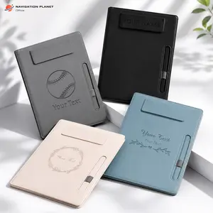 Custom Engraved Magnetic Clipboard Folder, Personalized PU Leather Writing Pad with Pen Holder, A4 Document Holder, Office School Business Portfolio Gift