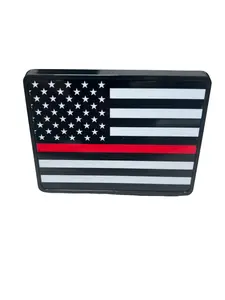 2 Inch Hitch Covers for Trucks, Thin Red Line Flag Receiver Plastic Hitch Covers, Firefighter Black Plastic with White Gloss Aluminum Heavy Towing Hitch Covers for Truck Accessories