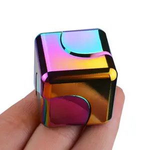 Office decompression Toys metal Fidget finger Spinner  Magic Cubes Fingertip Toys Desktop Square Spinning Tops Children Gyro Adults Stress Relief Gifts for Kids Neon Acrylic