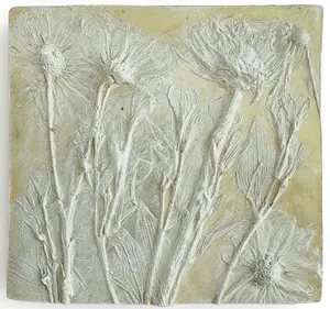 Plaster Botanical Bas Relief Artwork Wall Decor Peach Flower Ornaments Decoration Poster Paint