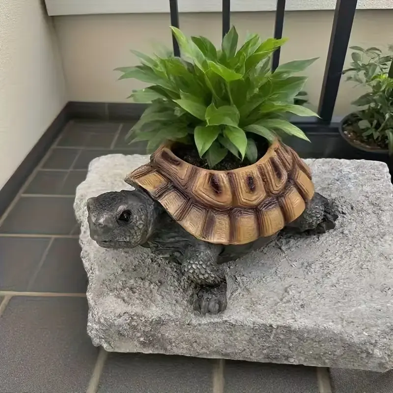 Vintage Turtle Resin Planter | Succulent Pot | Unique Pots | Decorative Pot | Indoor Outdoor Garden Decor | Resin Flower Pot