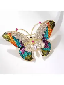Fashionable Colorful Exquisite Full-Diamond Butterfly Brooch Light Luxury Enamel Inlaid Diamond Corsage Suit Lapel Brooch