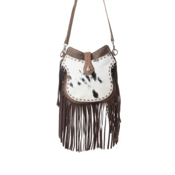 Myra Maverick Mist Hairon Leather Bag in Speckled Ivory