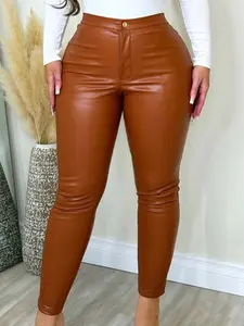 MELANNIE BROWN FAUX LEATHER PANTS