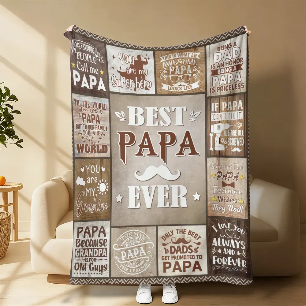 Heartfelt Papa Fan Blanket Funny & Heartwarming Papa Quotes, Soft Snuggly Blanket for Couch/Bed, Perfect Sentimental Gift for Papa Must-Have Cozy Blanket for Grandpas, Ideal Gift from Grandkids Perfect Gift for Papa, Warm All-Season Blanket