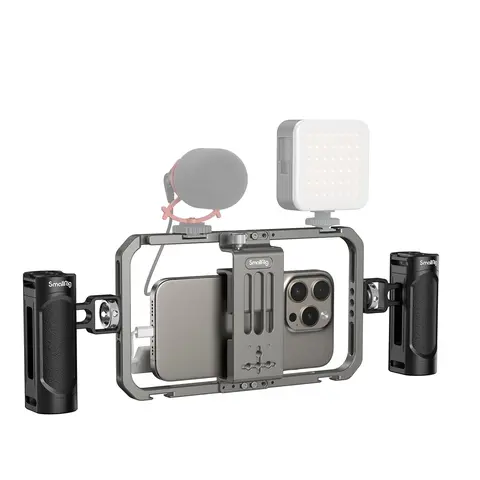 SmallRig Universal Phone Cage Smartphone Video Rig Kit for Filmmaking Vlogging, Handheld Case Stabilizer with Double Handles & Multiple Expansion Ports, Compatible with iPhone Samsung Pixel Android 4121
