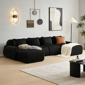 Niccae 146" Modern U-Shaped Modular Sectional Sofa for Living Room,Flannelette Fabric,Oversized 4-Seater Couch,Deep Seat,Boneless sofa,Movable Ottoman,Buckle connection,Anti-slip Design,No AssemblyCloud Sofa