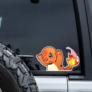 Charmander Peeker Sticker | Vinyl waterproof sticker | Gift for Game lovers, Angy Char Char Vinyl Car | Gift for Game lovers