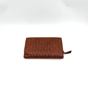 Pre-owned Bottega As shown Small Leather Goods HZ 2190 Veneta Intrecciato Weave Leather Wallet 26.03.14
